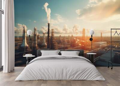 Aerial view oil refinery, refinery plant, refinery factory Wall mural