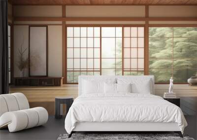 Empty room,Clean japanese minimalist room interior Wall mural