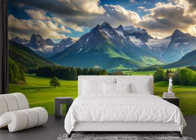 landscape mountain and green scene for walpaper Wall mural