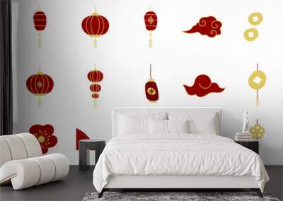 red and gold chinese background vector Wall mural