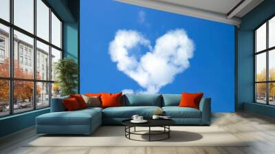 White clouds formed to heart shape use for love concepts and valentine background Wall mural