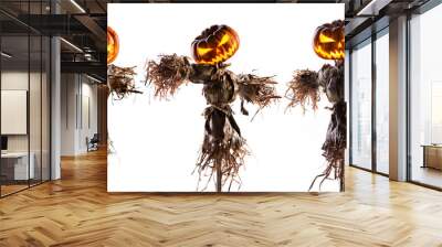 halloween pumpkin scarecrow isolated on white background Wall mural