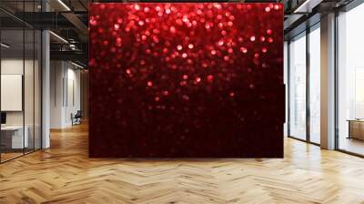 red glitter bokeh lights Blurred abstract background for Valentines, birthday, anniversary, wedding, new year and Christmas. Wall mural