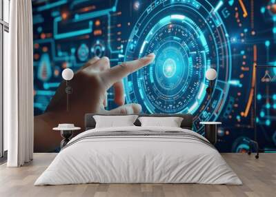 Abstract futuristic electronic circuit technology background Wall mural