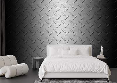 Stainless steel metal surface background or aluminum brushed silver texture with reflection. Wall mural