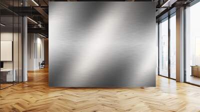 Stainless steel metal surface background or aluminum brushed silver texture with reflection. Wall mural