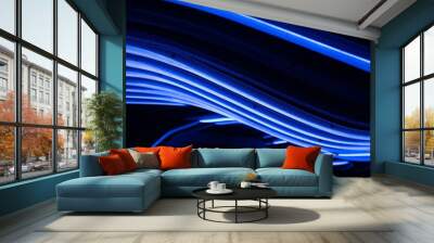 3d rendered illustration of blue bright smooth lines isolated on a black background Wall mural