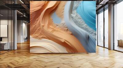 a close-up of delicately layered sand dunes, with a mesmerizing array of colors Wall mural