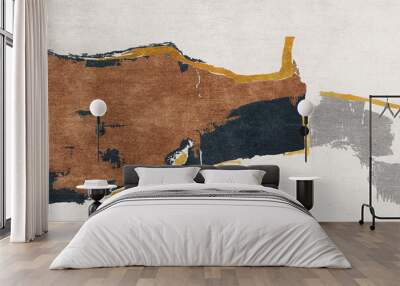 Abstract art print. Gold texture. Drawing - hand. Oil on canvas. Paint stroke. modern Art. Print, wa Wall mural