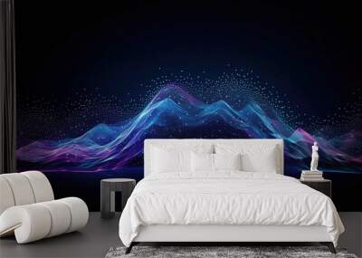 Abstract background with dynamic particles. Futuristic wave. illustration., Generative AI Wall mural