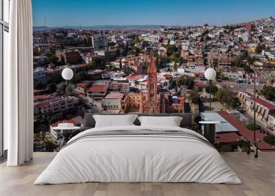 Aerial view of a church in Belo Horizonte, Brazil on a sunny day Wall mural