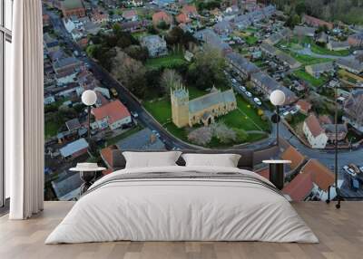 Aerial view of Laceby Church in Grimsby, UK. Wall mural