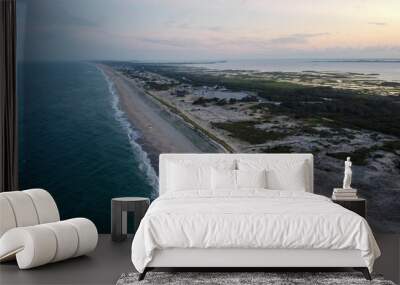 Aerial view of the beach at sunset in Ocean City, Maryland Wall mural