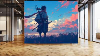 AI generated digital art of Last Samurai in the W Wall mural