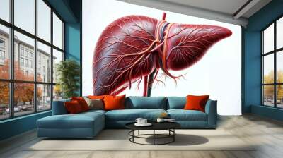 AI-generated illustration of a human liver isolated on a white background Wall mural