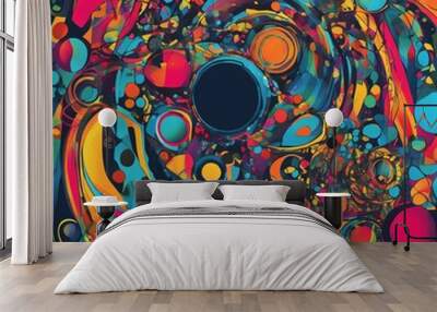 AI generated illustration of a vibrant abstract design with a variety of colorful shapes Wall mural