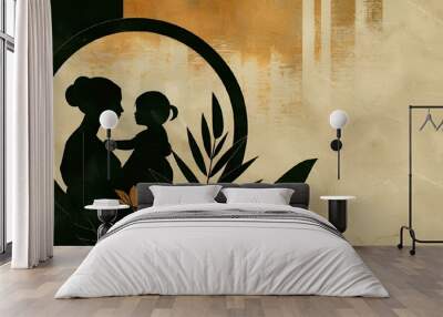 AI generated illustration of a vintage silhouette of two women in historical setting Wall mural