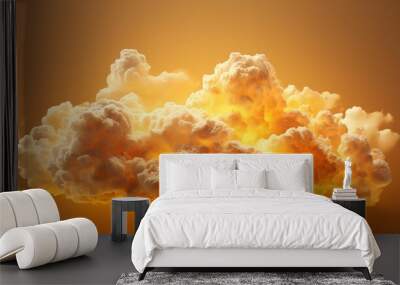 AI generated illustration of an orange cloud illuminated by golden rays Wall mural