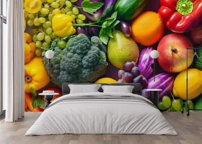 AI-generated illustration of ripe vegetables in a rainbow pattern Wall mural