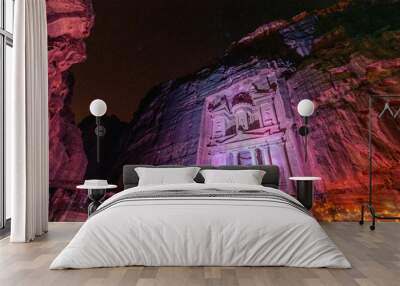 Ancient city of Petra in Jordan at night Wall mural