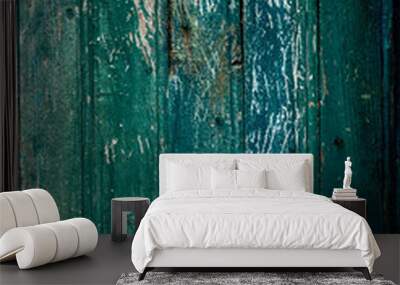 Bright green wooden textured surface with hints of rust Wall mural