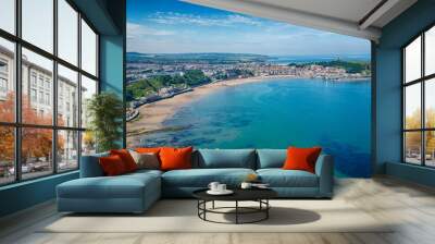 Charming view over Scarborough South Bay and turquoise waterscape, England Wall mural