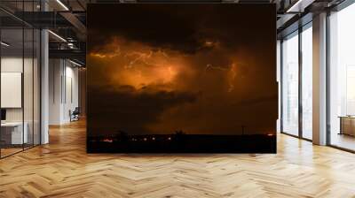 Dramatic Lightning in Night Sky Wall mural