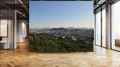 High angle view of Namsan, Seoul, South Korea Wall mural