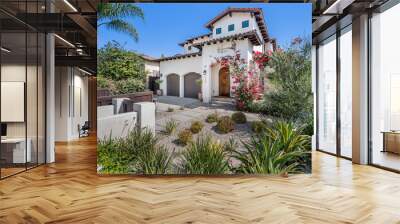 Exterior shot of a luxurious Spanish-style home in Hollywood, California. Wall mural