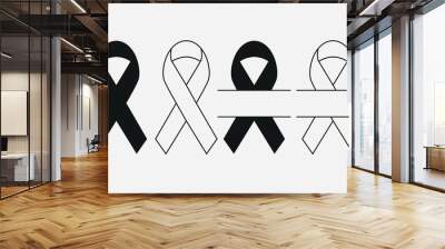 Grayscale shot of awareness ribbons on a white background Wall mural