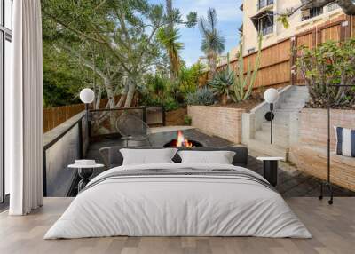 Modern Hollywood Hills home patio in Los Angeles, California, with a remodel of an older house Wall mural