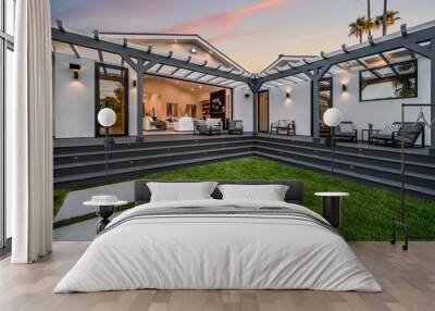 Outdoor seating area in a modern new construction home in Los Angeles Wall mural