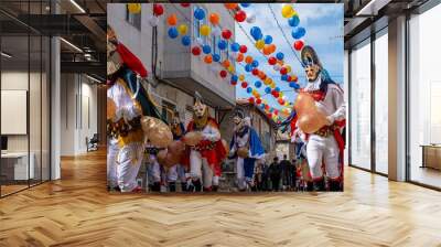 Pantalla is the traditional carnival mask from Xinzo de Limia, Ourense. Galicia, Spain. Wall mural