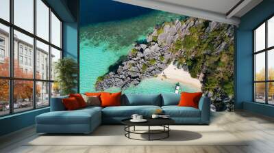 Scenic aerial view of Smith Point Beach in Coron, Philippines Wall mural