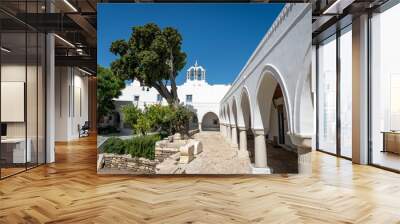 Scenic view of an old church in Greece on a sunny day Wall mural