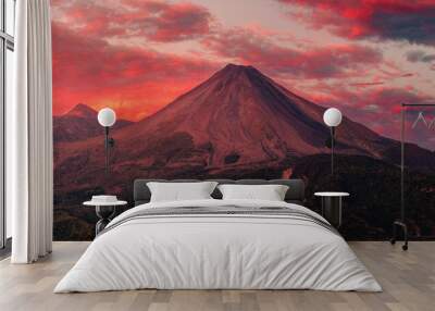 Scenic view of Volcan de Colima at sunset, Mexico. Wall mural