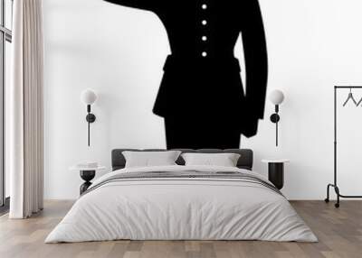 Silhouette of a soldier in dress uniform saluting Wall mural