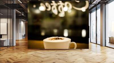 Vertical shot of a cup of coffee Wall mural