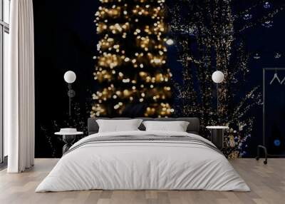 View of Christmas lights in night Wall mural