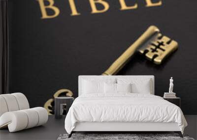 Holy bible and vintage key on cover concept theology study Wall mural