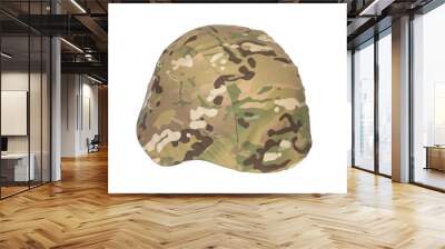 kevlar helmet multicam camouflage isolated on white Wall mural