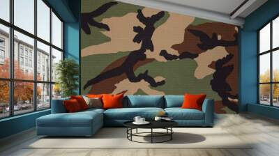 US military woodland camouflage fabric texture background Wall mural