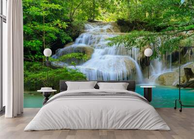 Waterfall level 1, Erawan National Park, Kanchanaburi, Thailand Wall mural