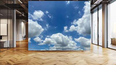 The blue sky is beautiful and white clouds are scattered all over the sky Wall mural