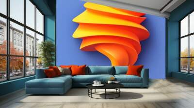 Abstract orange swirl design on a blue background, perfect for modern graphics and creative projects. 3d model mobile application icons Wall mural