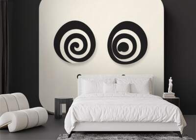 Abstract smiley face design with spiral eyes on dark background. mobile application icons Wall mural