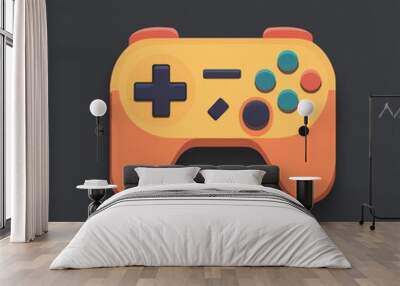 Colorful video game controller on a dark background, perfect for gaming themes. Wall mural