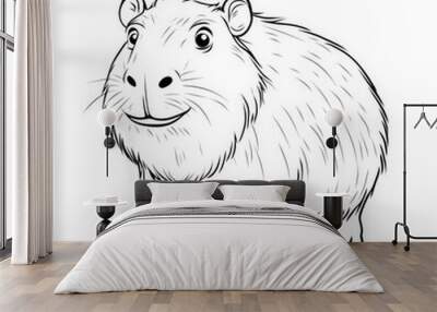 Cute and fluffy cartoon guinea pig illustration, ideal for children's books and educational purposes. Wall mural