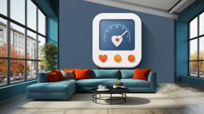 Heart rate monitor icon, modern design, white isolated background. mobile application icons Wall mural