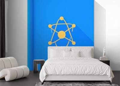 Illustration of a blue science book featuring an atom symbol on the cover, isolated on a white background. Wall mural